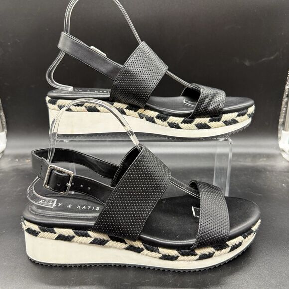 Kelly & Katie womens pollana platform wedge sandal size 10 black summer casual - Picture 1 of 6